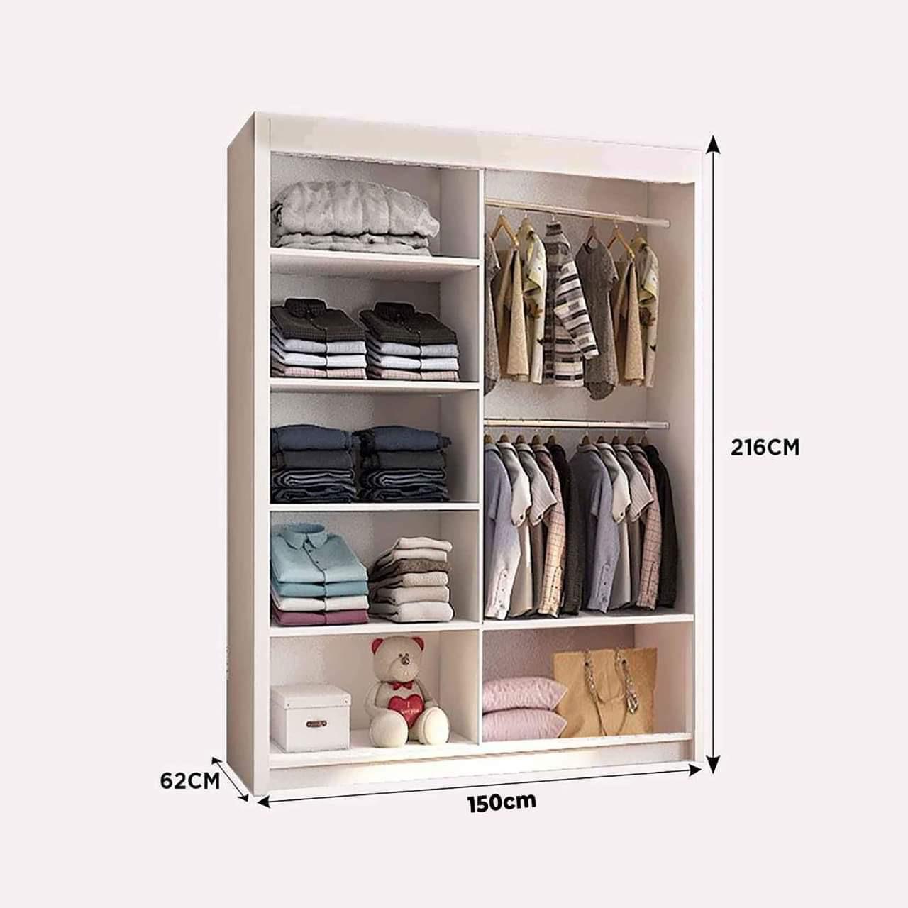 Oslo Wardrobe with Sliding Mirror Doors – Space-Saving Bedroom Storage Unit
