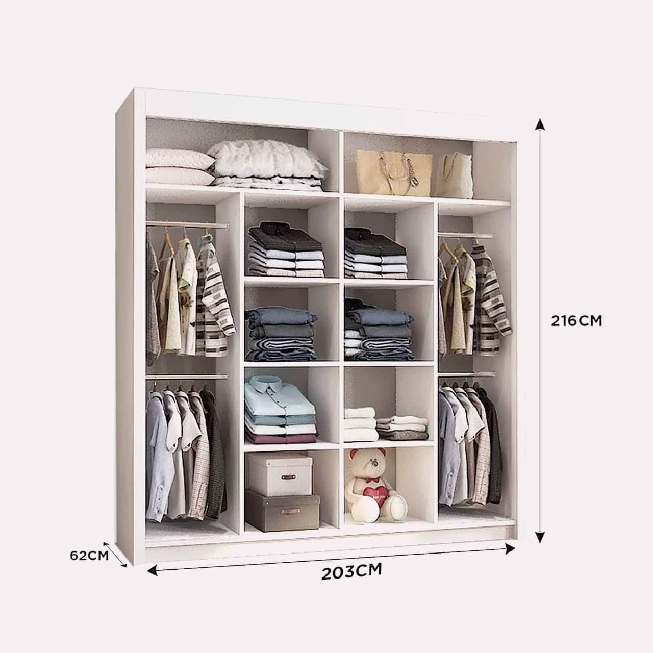Oslo Wardrobe with Sliding Mirror Doors – Space-Saving Bedroom Storage Unit
