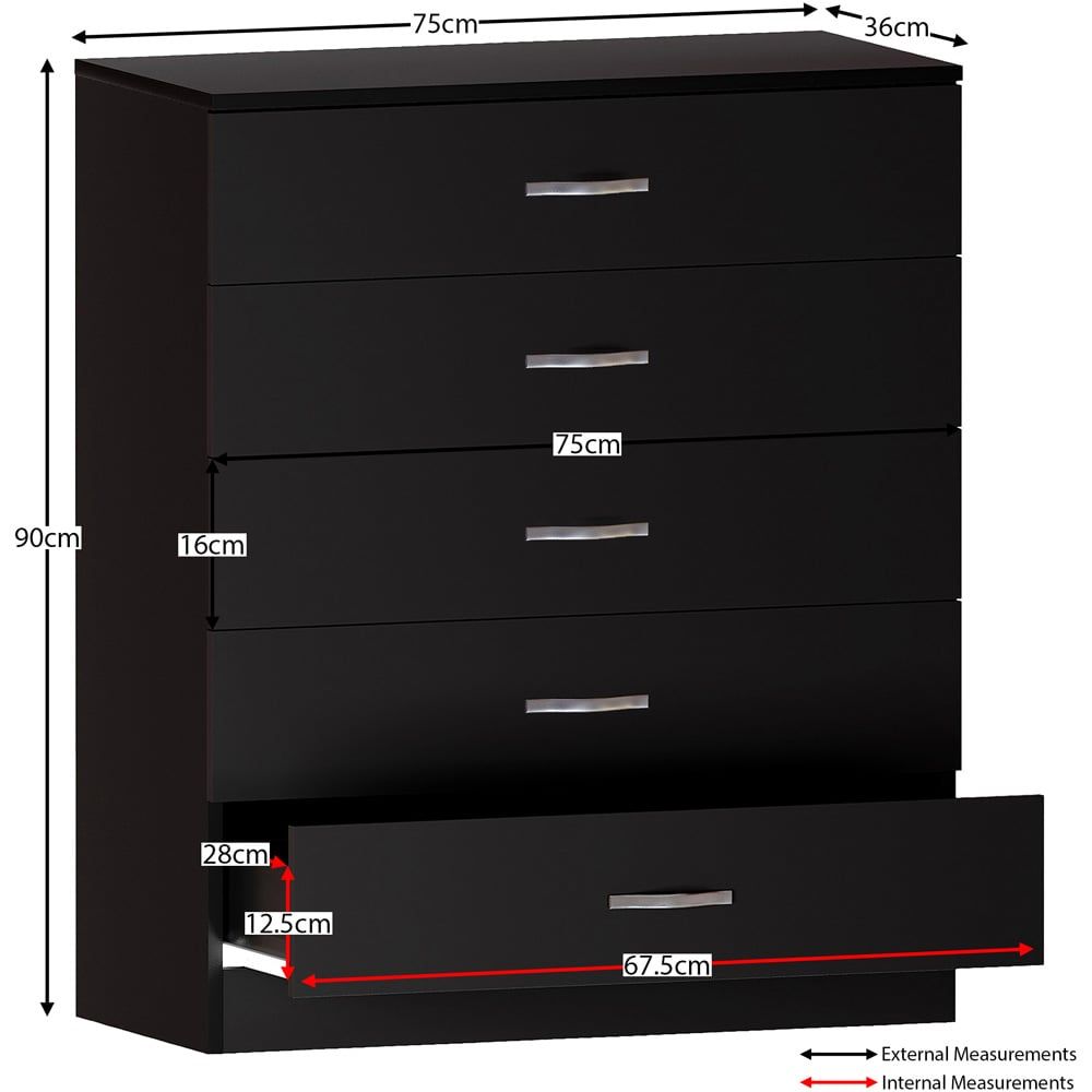 Chester 5-Drawer Chest – Classic Bedroom Storage Unit – Multiple Colours