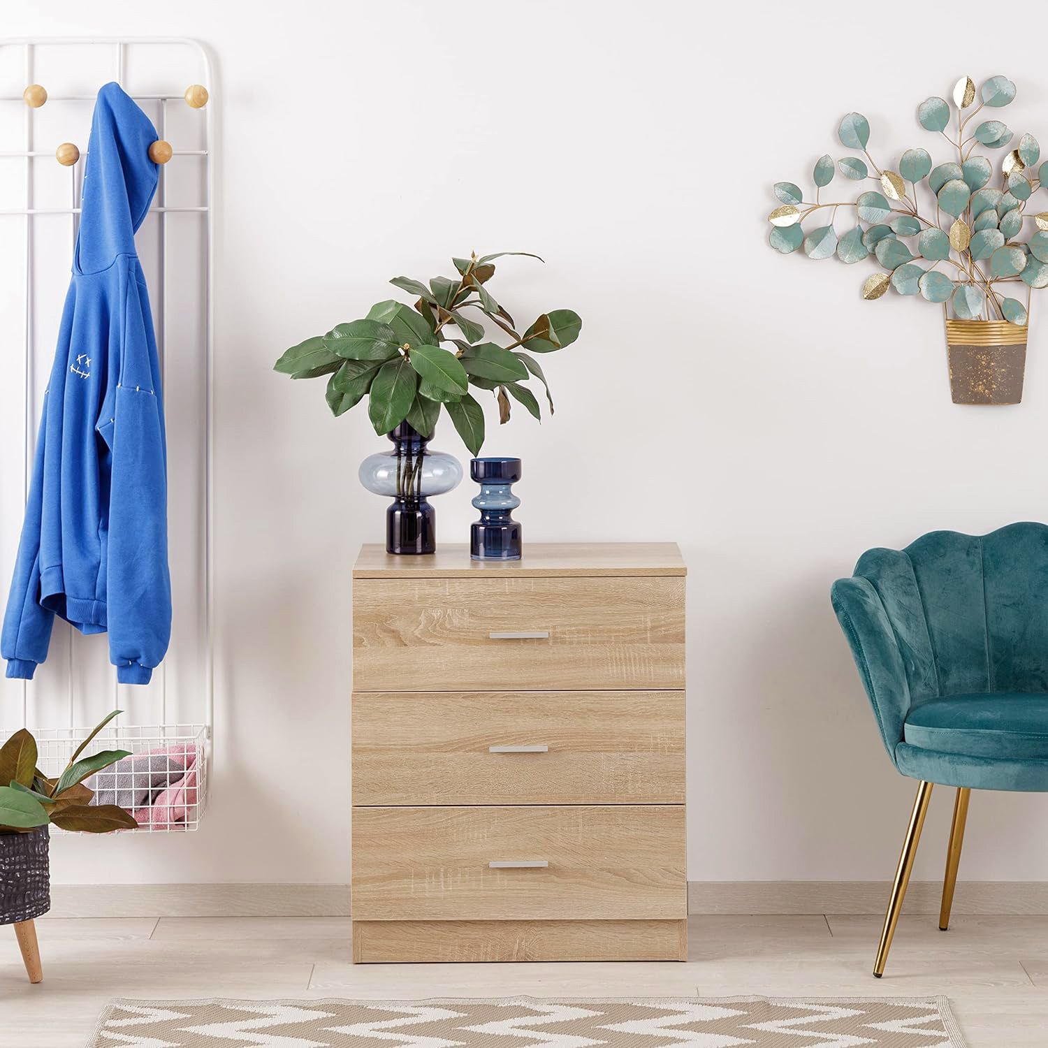 3-Drawer Bedside Table – Compact Nightstand with Storage