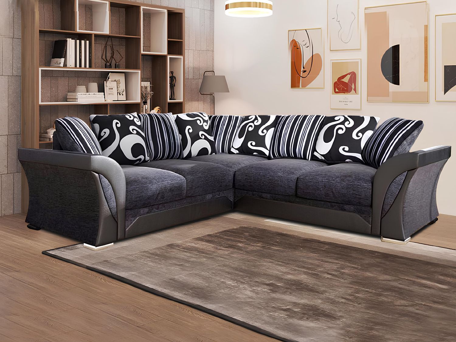 Shannon Sofa – 2 or 3 Seater – Black/Grey or Brown/Beige