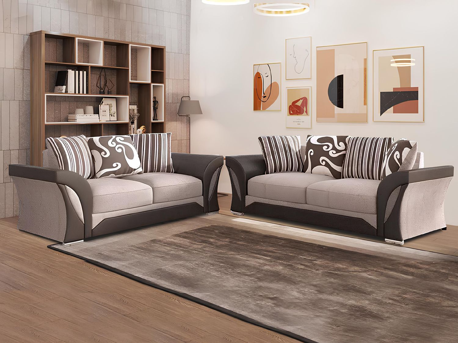 Shannon Sofa – 2 or 3 Seater – Black/Grey or Brown/Beige