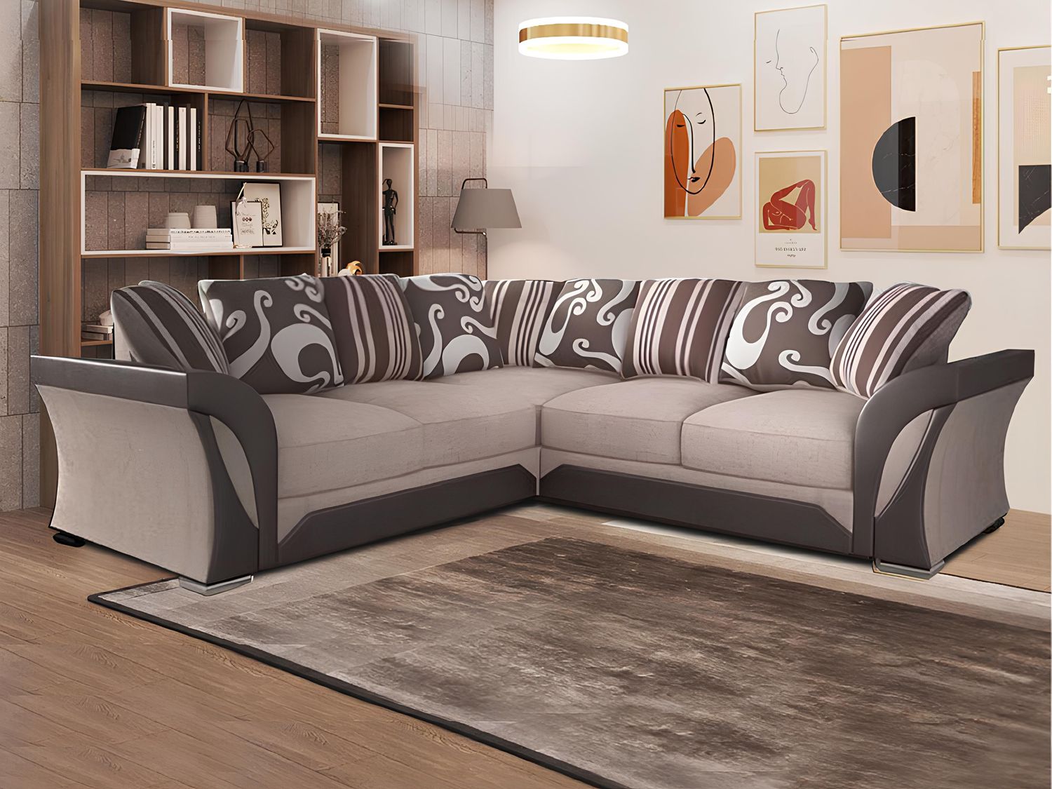 Shannon Sofa – 2 or 3 Seater – Black/Grey or Brown/Beige