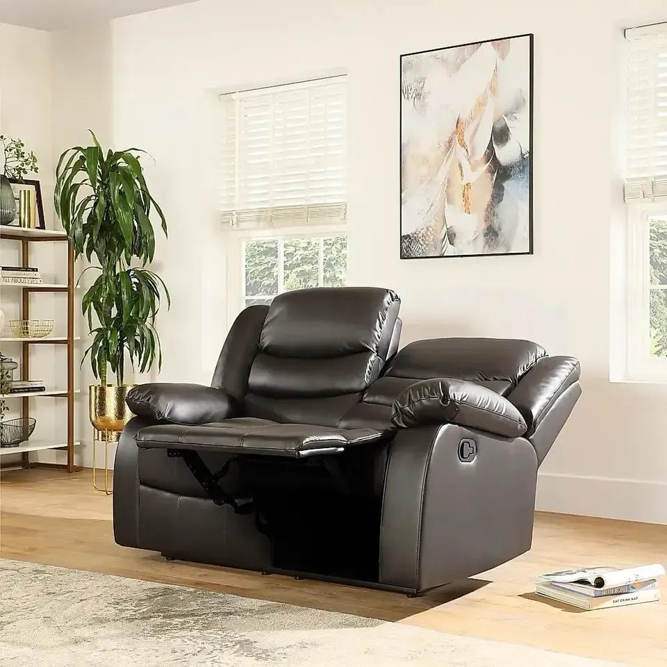 Roma Recliner Sofa Set in Air Leather – 3+2+1 Seater with Cup Holders