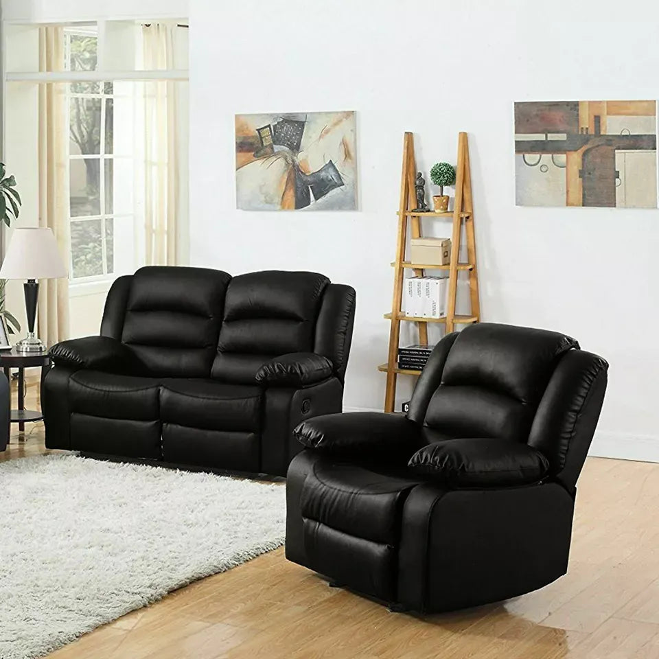 Roma Recliner Sofa Set in Air Leather – 3+2+1 Seater with Cup Holders