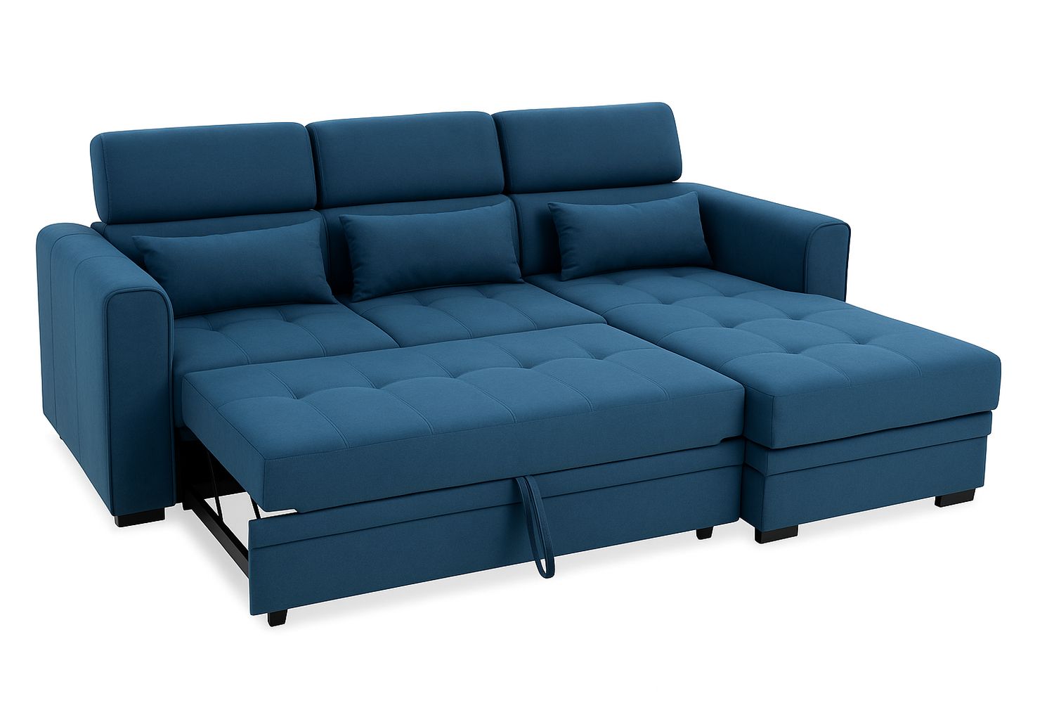 Lumo Velvet Corner Sofa Bed with Storage – Universal Side – Pull-Out Double Sleeper with Solid Wood Frame