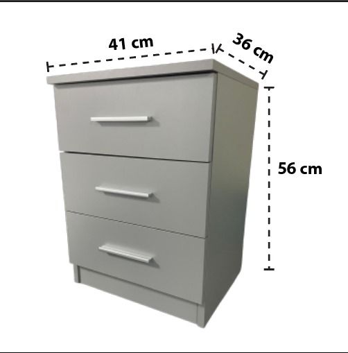 3-Drawer Bedside Table – Compact Nightstand with Storage