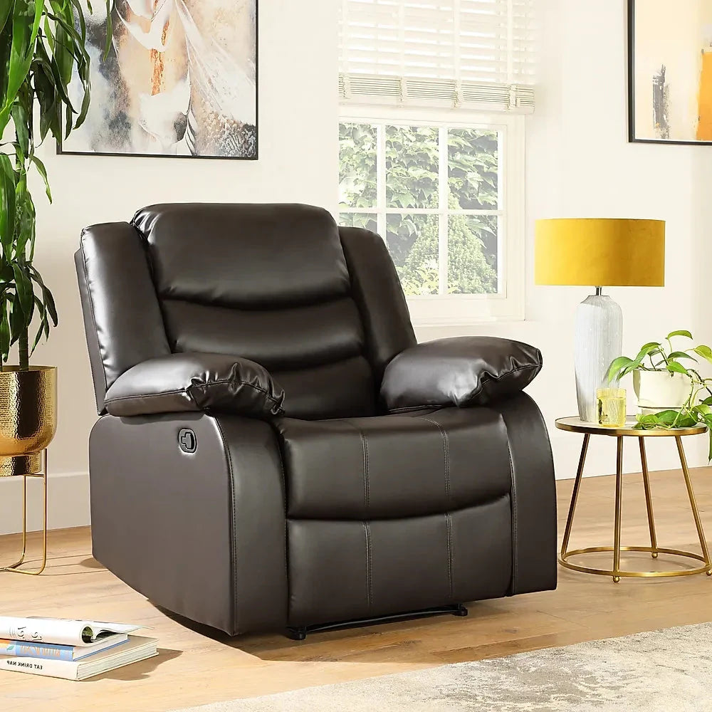 Roma Recliner Sofa Set in Air Leather – 3+2+1 Seater with Cup Holders