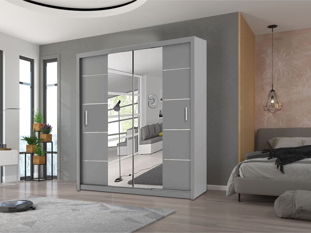 Oslo Wardrobe with Sliding Mirror Doors – Space-Saving Bedroom Storage Unit