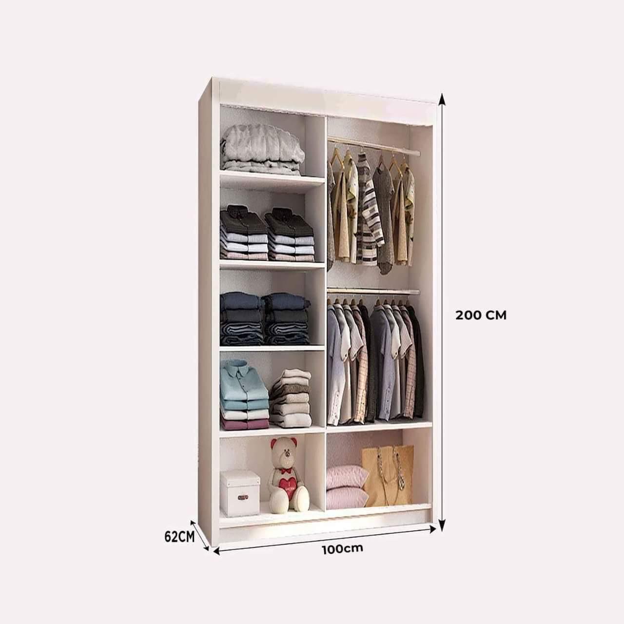 Milan Sliding Mirror Wardrobe – Modern 2 & 3 Door Options with Full-Length Mirrors, Smart Storage & Elegant Finish