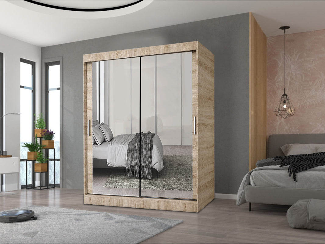 Milan Sliding Mirror Wardrobe – Modern 2 & 3 Door Options with Full-Length Mirrors, Smart Storage & Elegant Finish