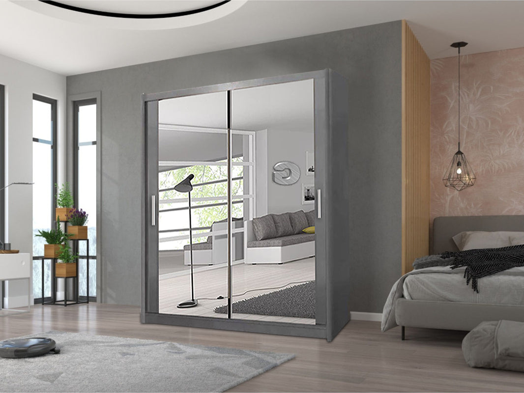 Milan Sliding Mirror Wardrobe – Modern 2 & 3 Door Options with Full-Length Mirrors, Smart Storage & Elegant Finish
